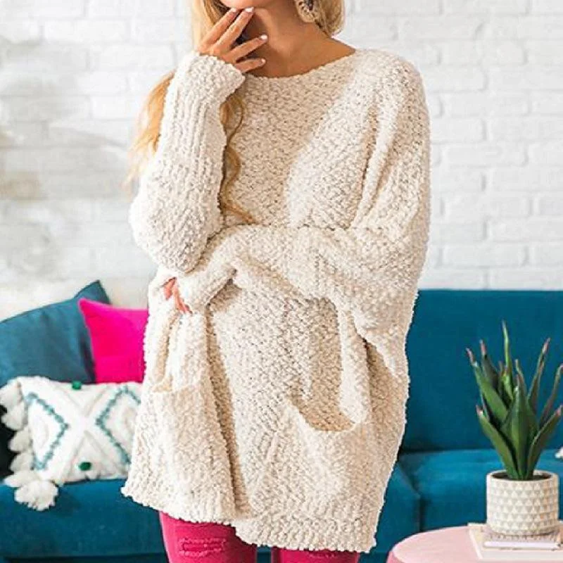 Casual Long Sleeve Pocket Sweater | IFYHOME
