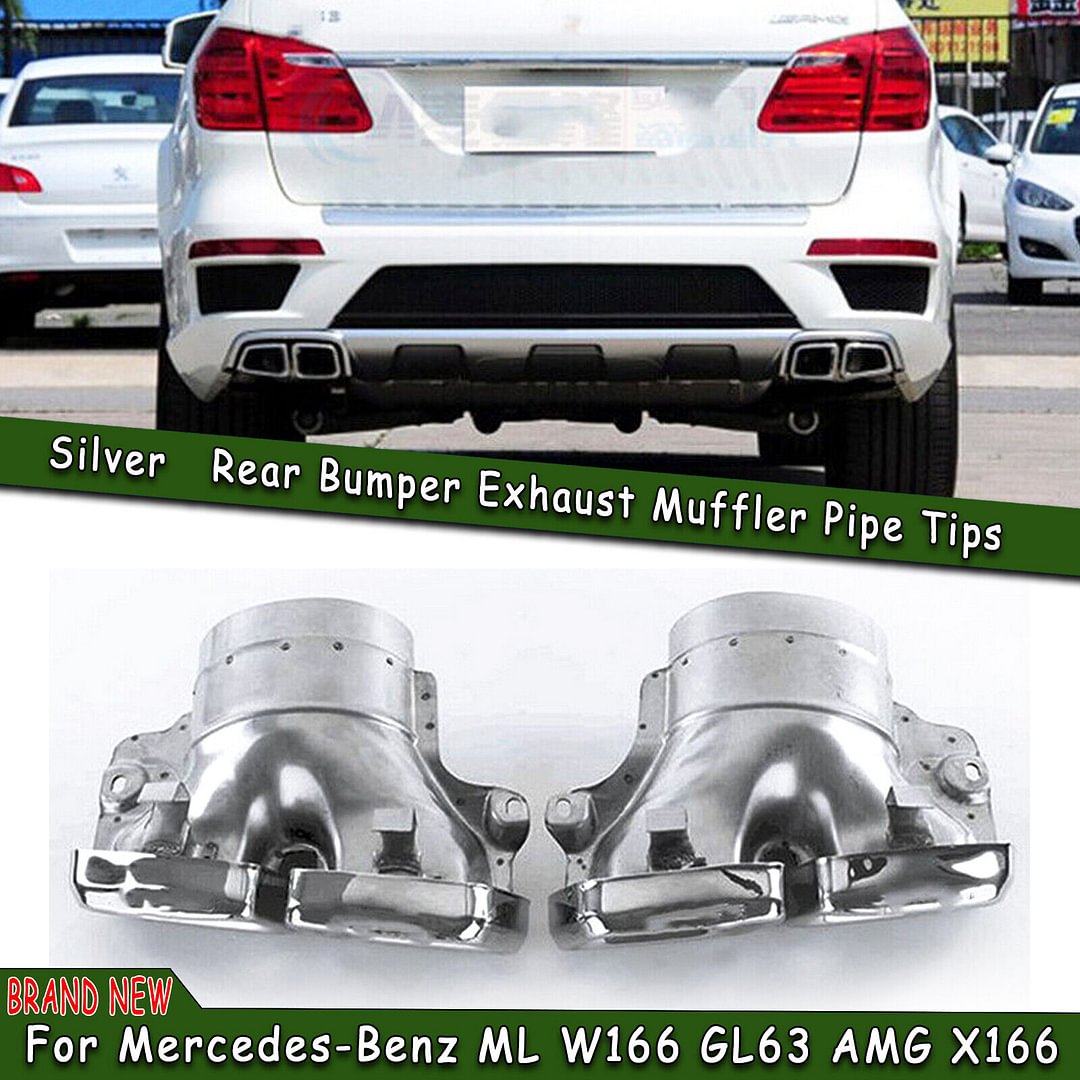 2PCS Exhaust Pipe Tips For Mercedes-Benz ML W166 GL63 AMG X166 Stainless Steel voiturehub dxncar