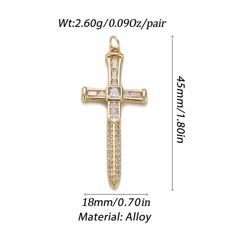 1 Piece Copper Zircon Cross Pendant