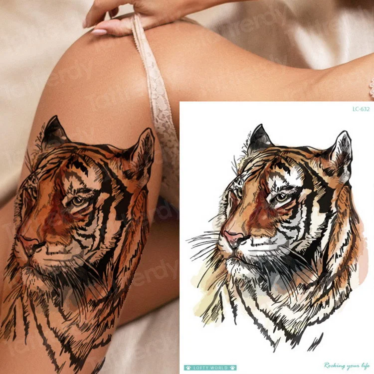 temporary tiger tattoo waterproof temporary tattoo animals wolf fox moose tattoos unicorn horse sexy fake tatoo for woman girls