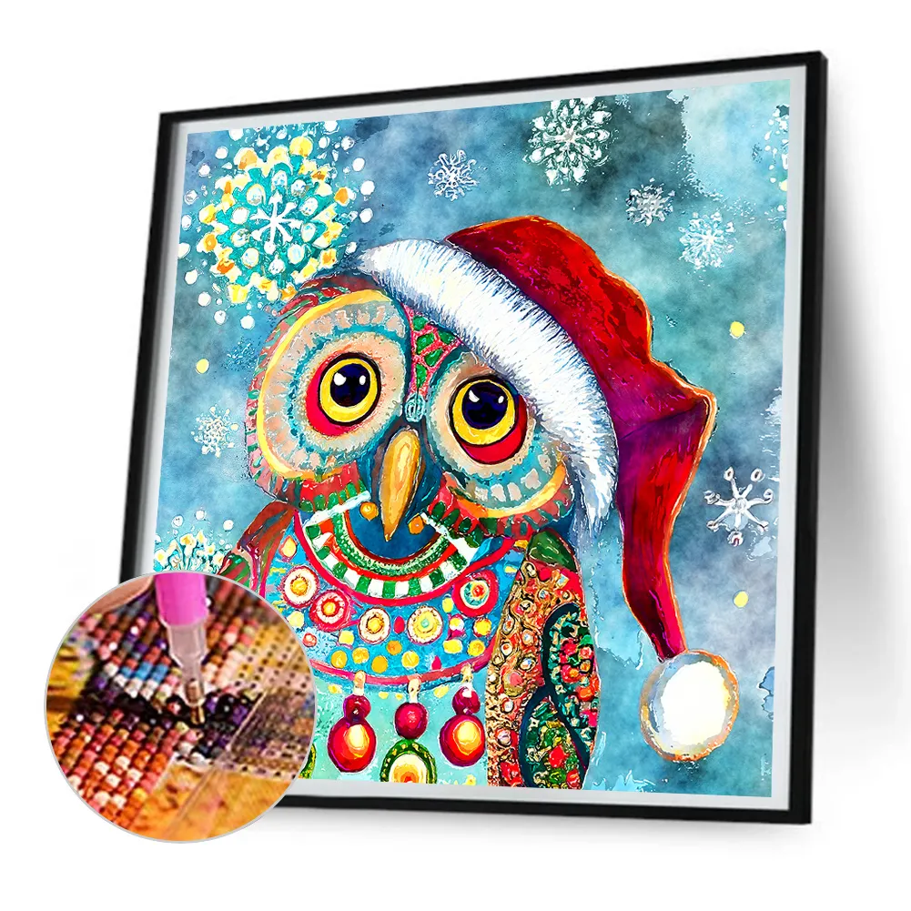 Full Round Diamond Painting 30*30cm - Christmas Owl