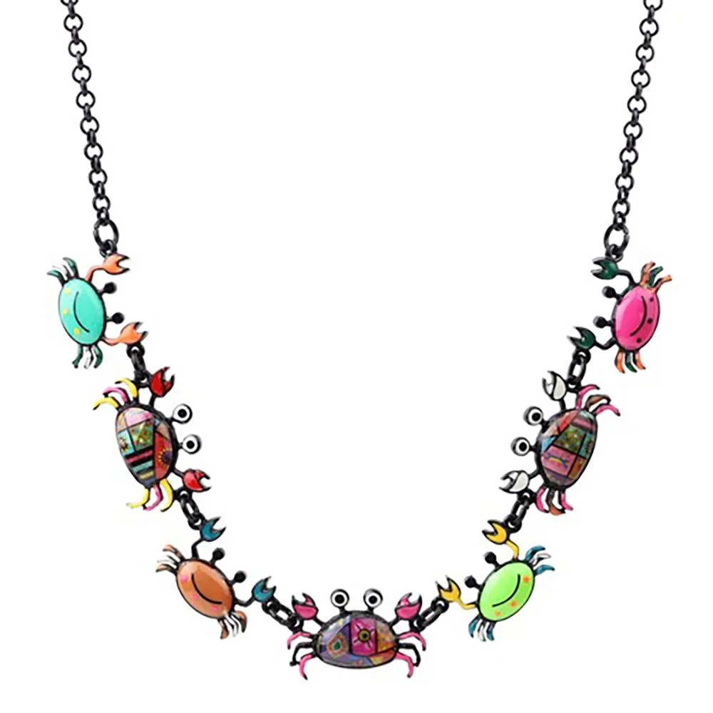 Colorful Ocean Crab Pendant Necklace