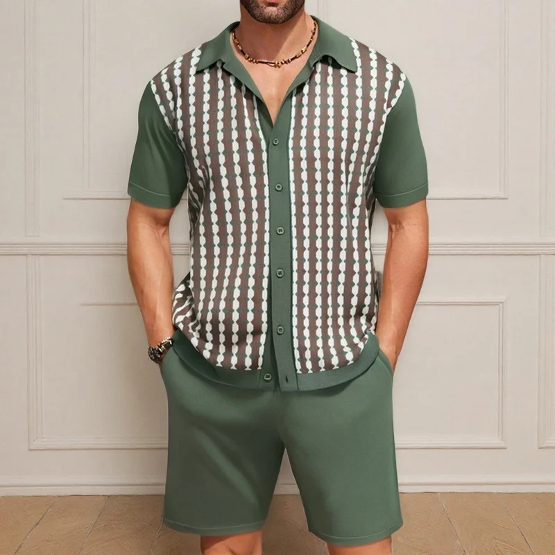 Uveng Uveng Men's Casual Ice Crisp Knitted POLO Shirt Set Short-Sleeved T-Shirt Two Sets Of Men's SY0181