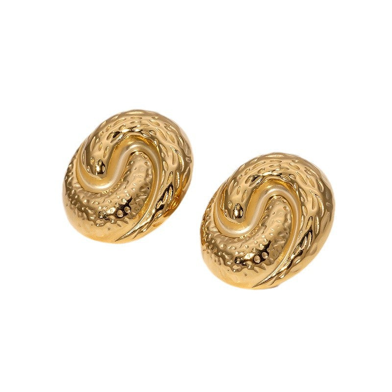 Retro Earrings French Style Personality Design Geometric Stainless Steel Earrings For Women