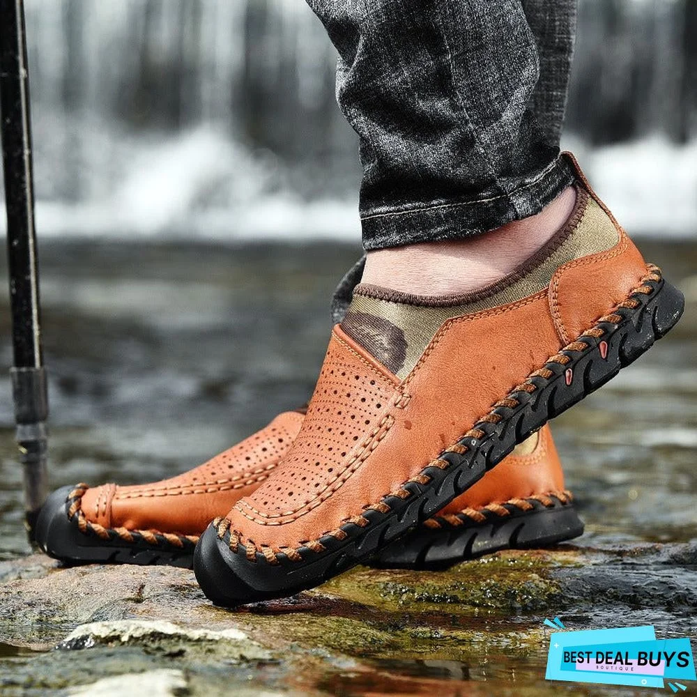 Men's Casual Walking Loafers Shoes Comfortable Leather Slip On For Men Walking Shoes