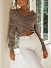 Irregular Clipping Jacquard Long Sleeves Sweater Tops