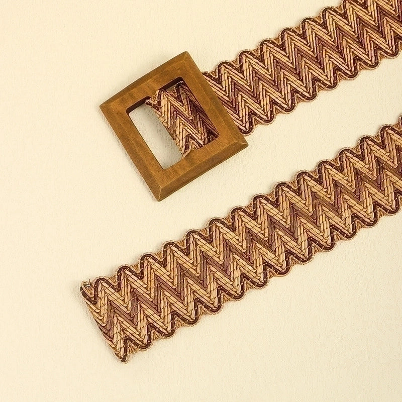 Casual Stripe Straw Woven Belt Women’s Woven Belts