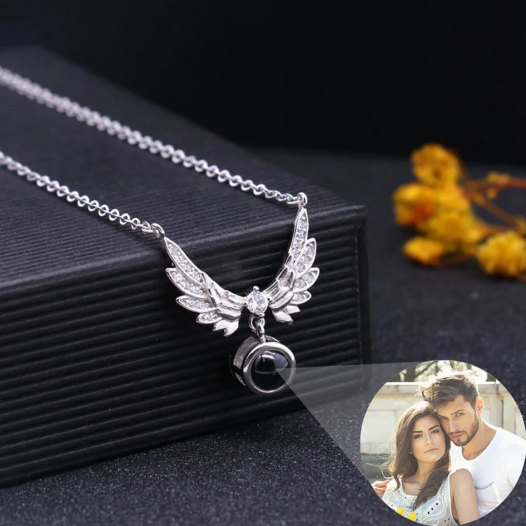 Angel Wings Necklace Custom Photo Projection Necklace for Her
