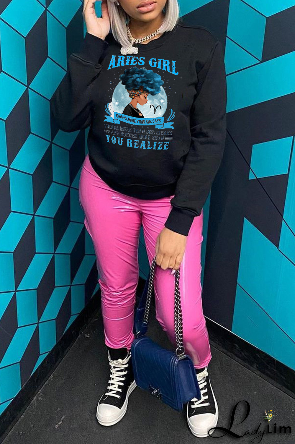 White Fashion Vintage Print Patchwork Letter O Neck Tops