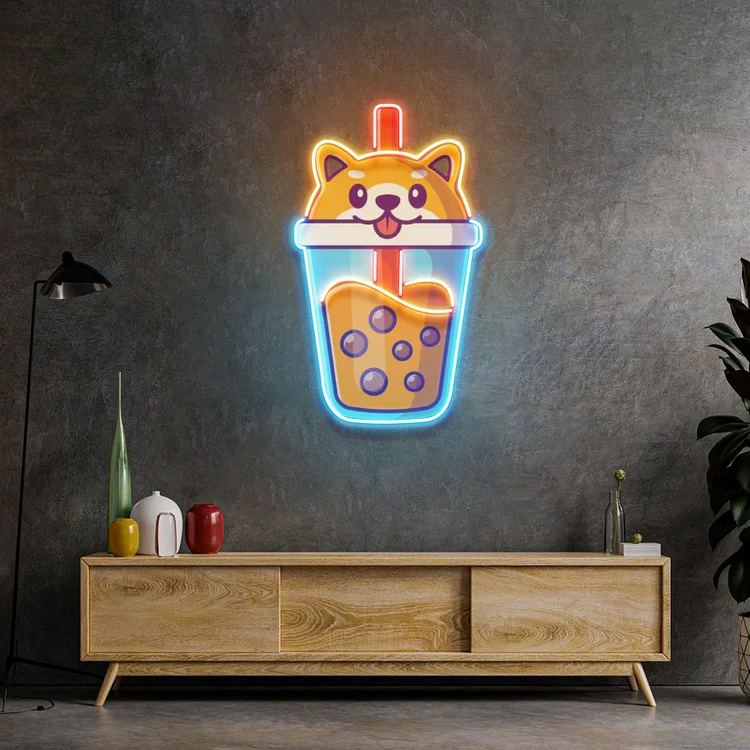 Milktea Dog Led Neon Acrylic Artwork Animal Sign Lights