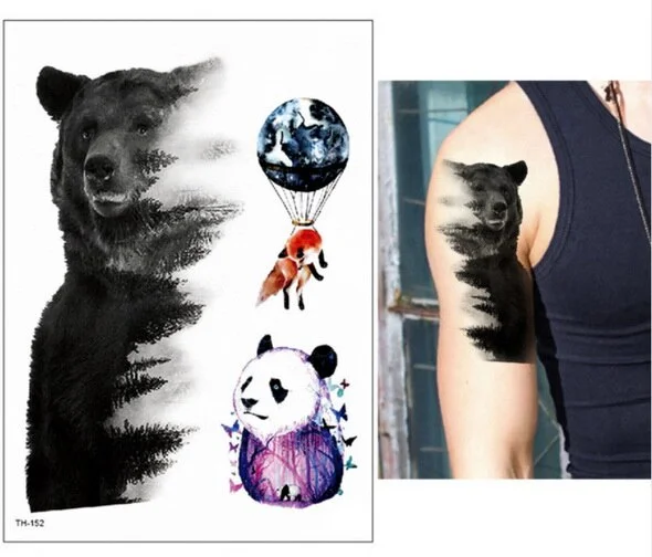 21*15cm NEW Temporary Tattoo Sticker cute leopard wolf tiger animals pattern Waterproof body art fake tattoo women men DIY paint