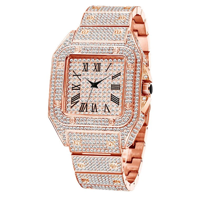 Hip Hop Starry Diamond Square Men's Watch Luxury Fully Iced Out Watches-VESSFUL