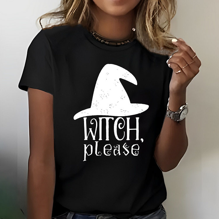 Womens Halloween Witch Please T-shirt