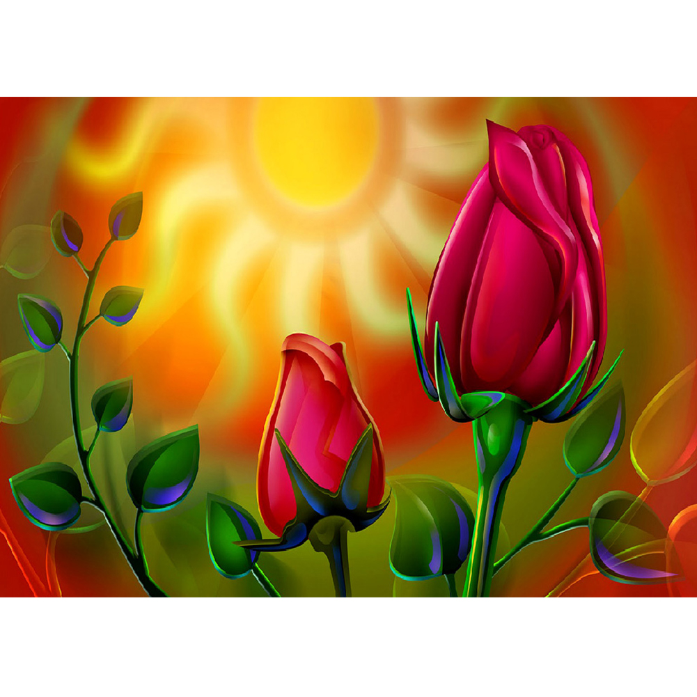 

40*30CM - Round Drill Diamond Painting - Red Rose, 501 Original