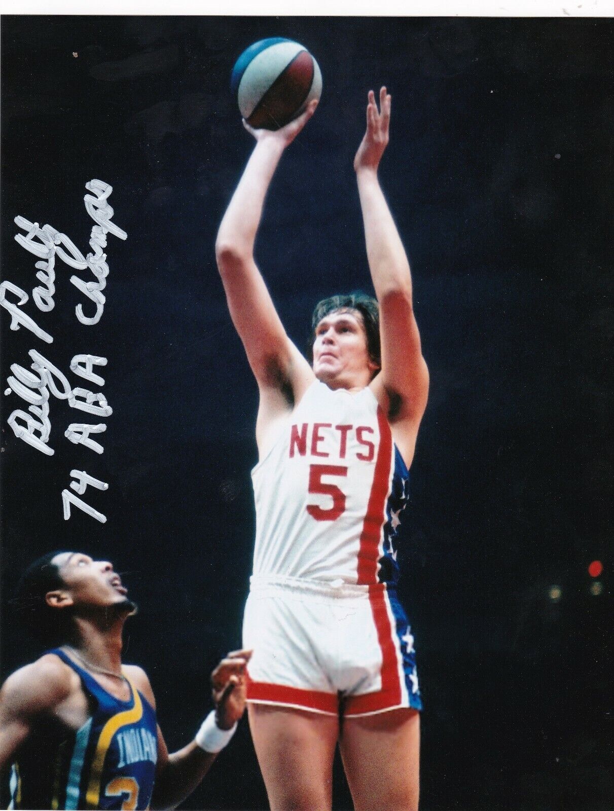 BILLY PAULTZ NEW JERSEY NETS 74 ABA CHAMPS ACTION SIGNED 8x10