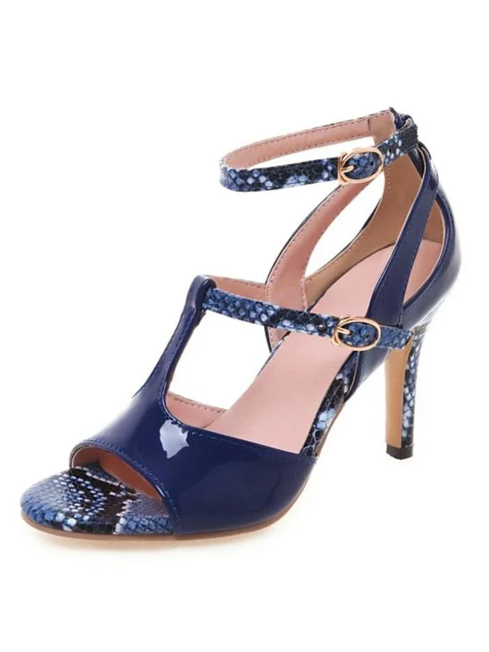 Sexy High Heel Panel Snakeskin Pattern Peep Toe Date Shoes