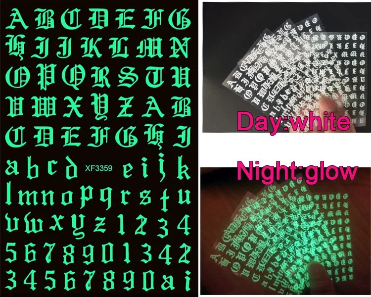 3D New Fashion Old English Font Manicure Design Black Nail Art Stickers Manicure Decal Stickers for Nails Decal Decoration-Nail Inspo