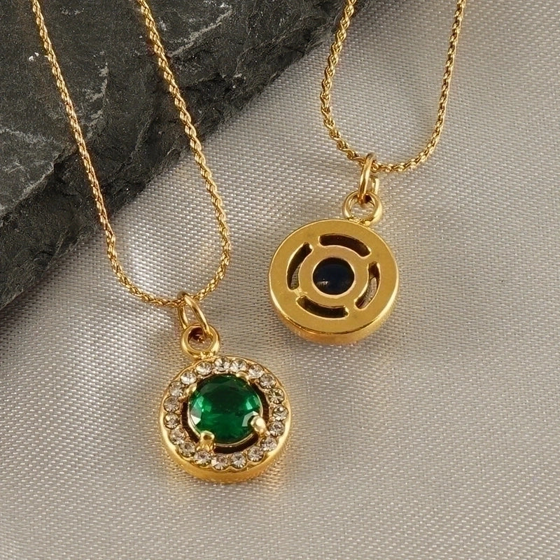 Stainless Steel 18K Gold Plated Glam Shiny Plating Inlay Sun Water Droplets Heart Shape Zircon Pendant Necklace