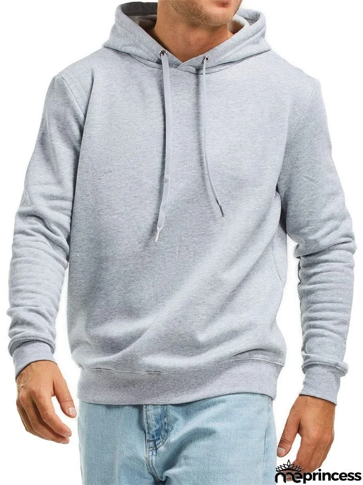 Men's Solid Color Thick Pullover Hoodies