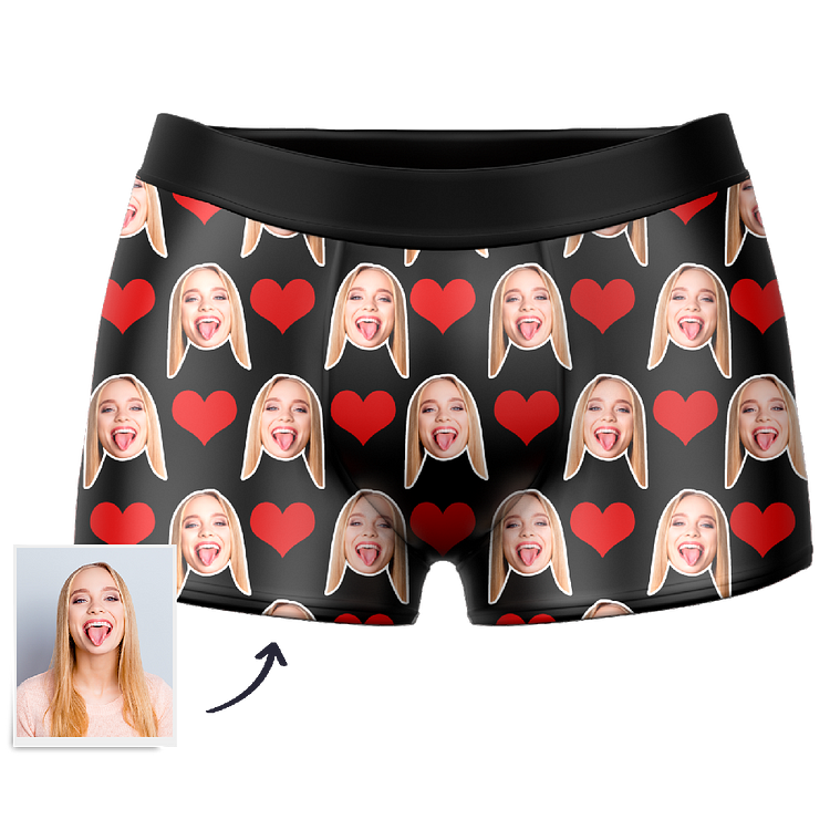 Custom Photo Heart Boxer Shorts