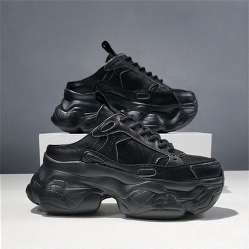 Office Lady Women Slippers Summer Sexy Lace-Up Increase Girl Shoes Flat Platform Round Toe Thick Bottom Solid Color Flip Flops