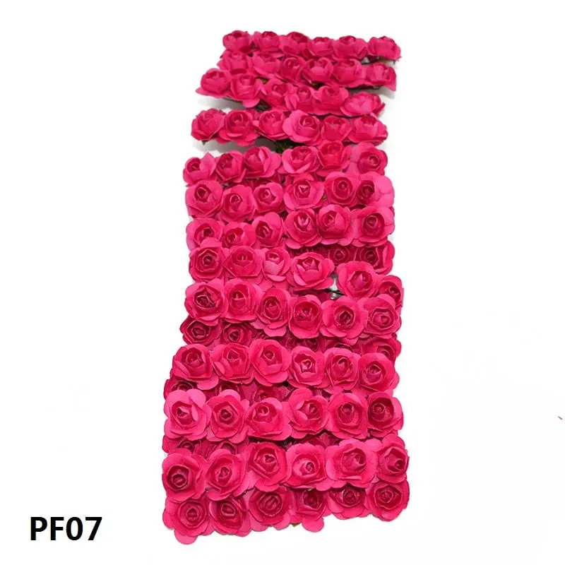 72Pcs/lot 2CM Multicolor Paper Artificial Flowers Mini Rose Flower Head Wedding Bouquet Scrapbooking Party Home Decoration