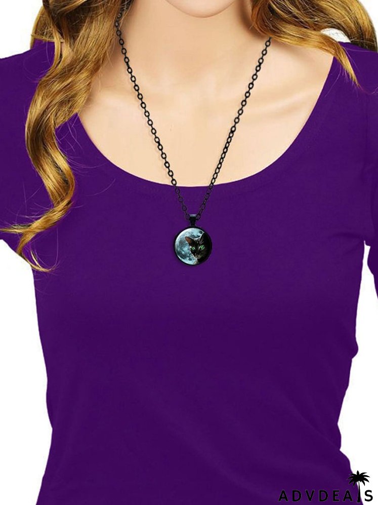 Cat Print Charm Necklace