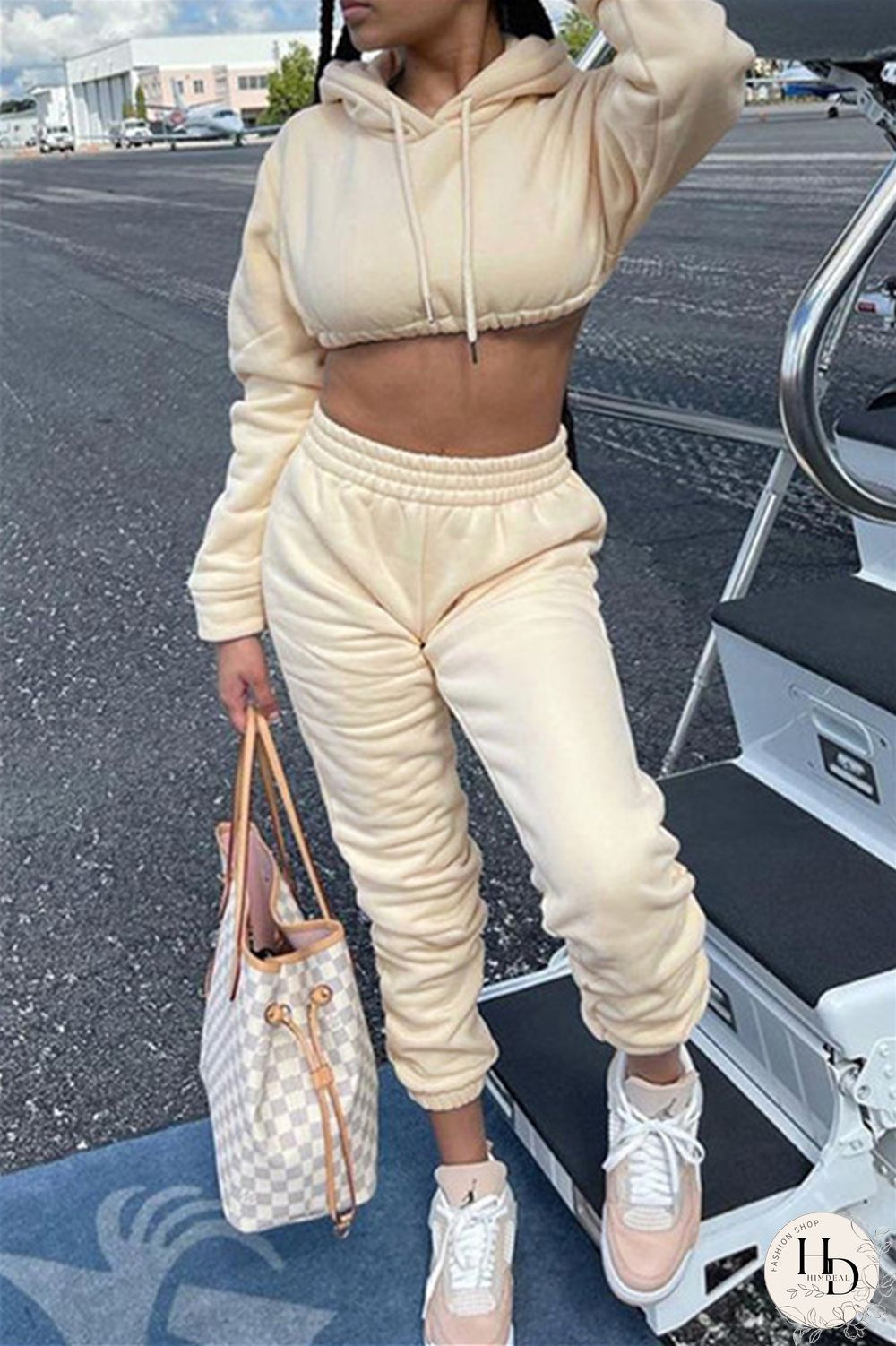 Black Fashion Casual Solid Basic Hooded Collar Long Sleeve Two Pieces