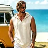 Men's Linen Linen Sleeveless Hooded Tank Top by Inlyline