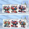 6pcs Diamond Painting Independence Day Flowers Greeting Card with Envelope for Family Friends Holiday Gift Congratulations