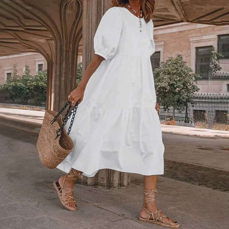 Women's Casual Dresses Round Neck Short Sleeve Bohemian Swing Dress