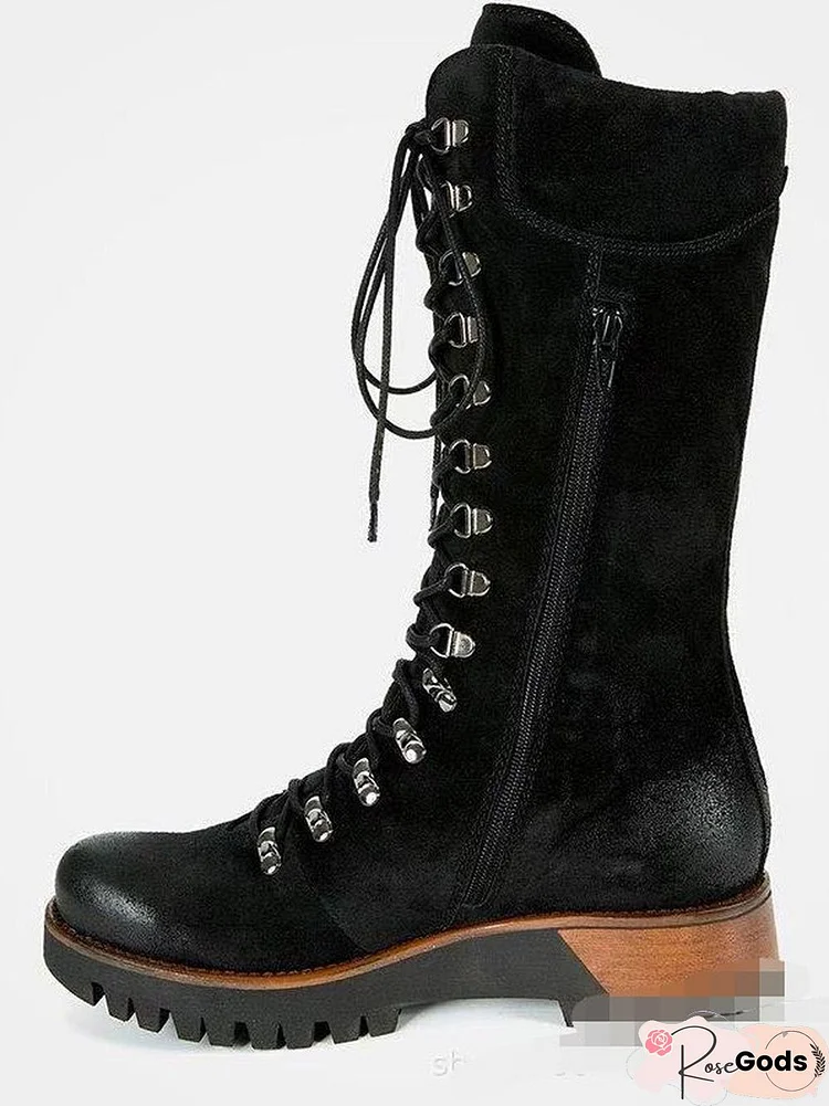 Retro Suede Zipper Martin Combat Boots