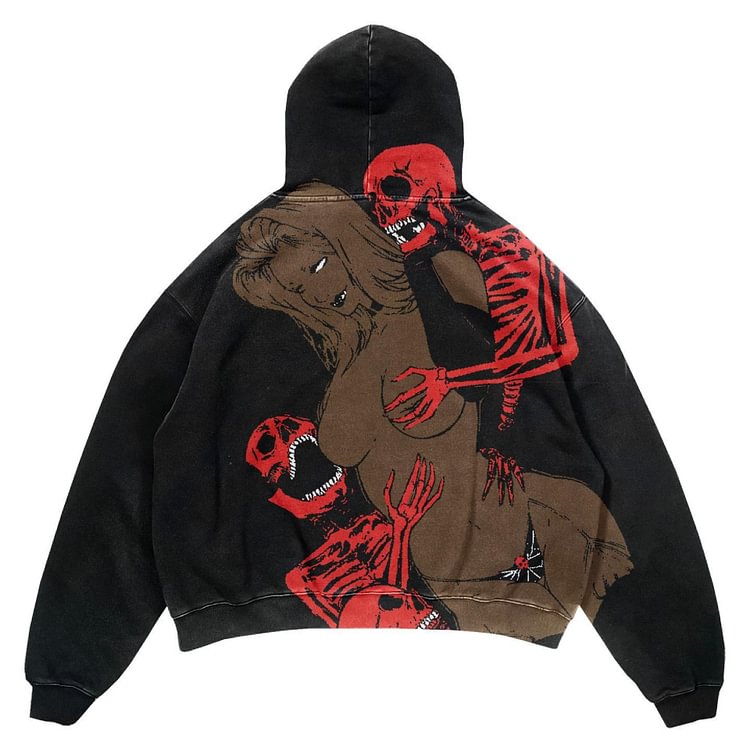 Skull And The Woman Tale Print Hoodie