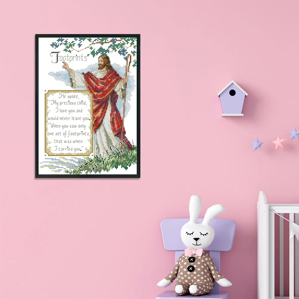 14CT Stamped Cross Stitch - Jesus(Canvas|30*21CM)