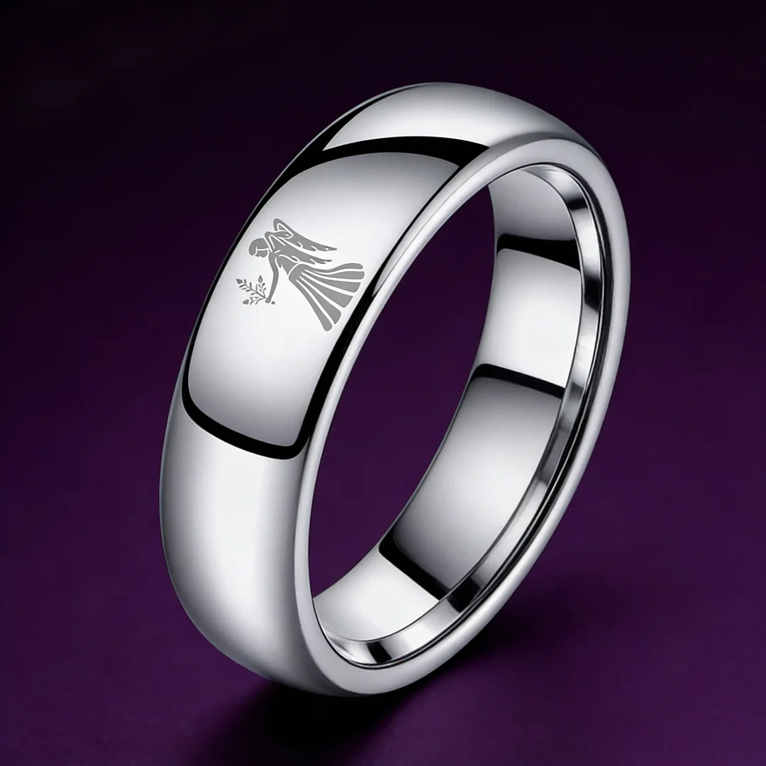 Virgo Dome Tungsten Carbide Rings Sliver Tungsten Wedding Bands for Men and Women 4MM 6MM 8MM