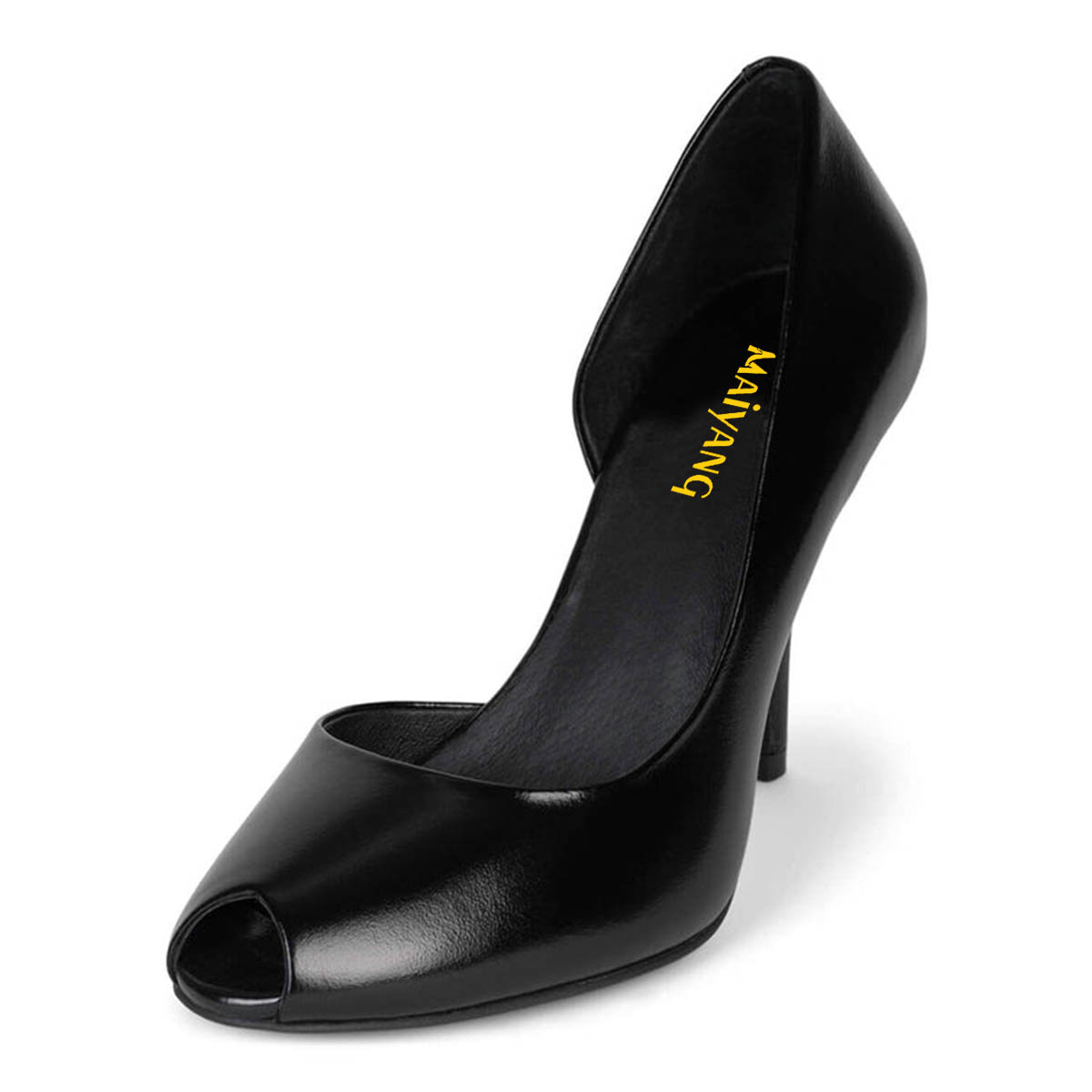 Elegant Slip-On Peep Toe Stiletto Heel Black Pumps for Women Nicepairs