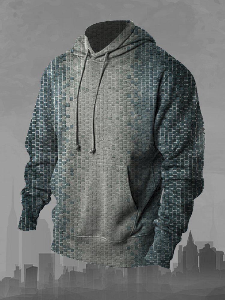 Pixel Mosaic Printed Men's Fashion Hoodie