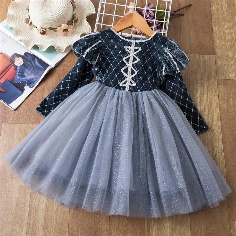 Long Sleeve Christmas Dress for Girls Party Wedding Dress Girl Princess Events Frocks Dresses Pageant Children New Year Costume