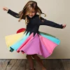 Kids Girl Rainbow Long-sleeved Cartoon Cute Princess Dresses