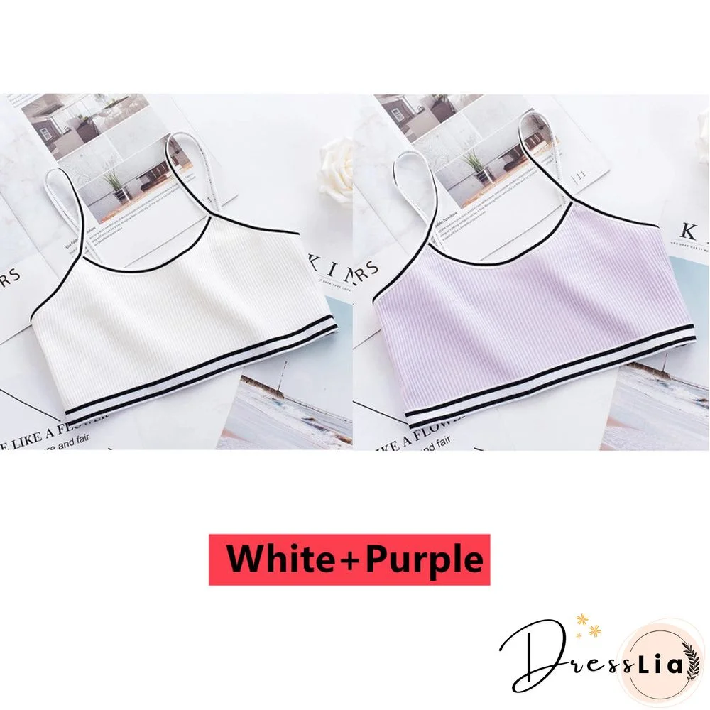 2Pclot Girls Bra Children Vest Breathable Underwear Girl Tube Tops Soft No Padded Teens Seamless Washable Bras Camisole