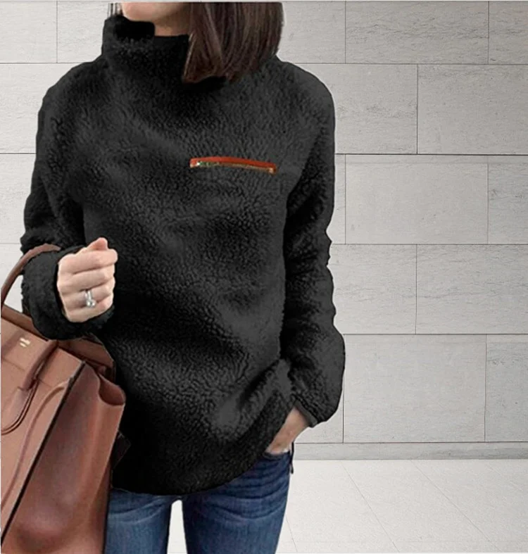 Uveng Uveng Sweater In Autumn 2024 Women's Fashion Zipper High-Neck Bottom Top