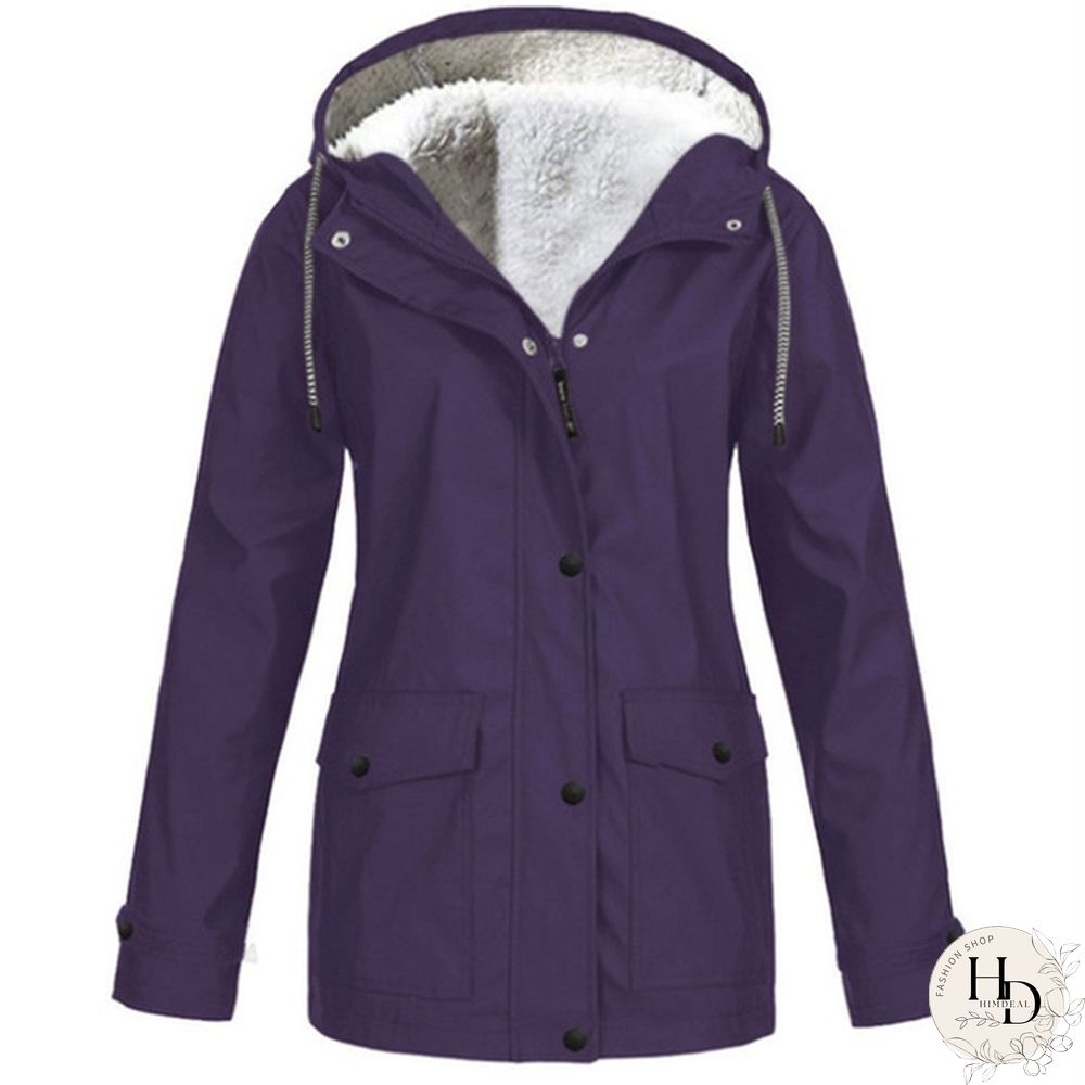 Womens Winter Coats-Solid Plush Thickening Jackets for Outdoor Hiking Plus Size Hooded