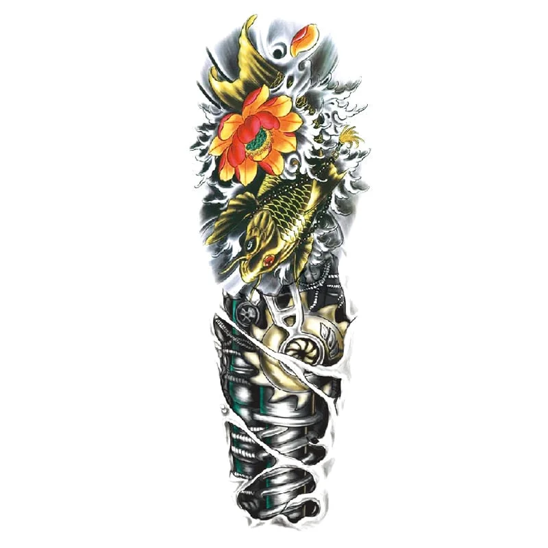 Body Art Arm Fake Sleeve Tattoos For Men Waterproof Wolf Tiger Chinese Dragon Sticker Temporary Fox Tattoo Waterproof Sleeves 303