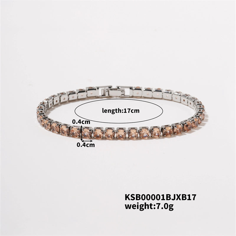 Hip-Hop Solid Color Copper Inlay Zircon K Gold Plated Rhodium Plated Unisex Tennis Bracelet