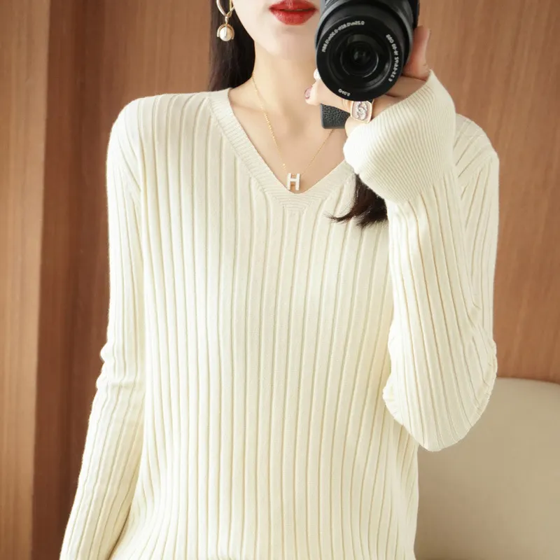 Churchf Churchf Sweater Female 2023 Spring And Autumn Knit Bottom Shirt Fashion Slim Long Sleeve Skin-Friendly Soft Bottom Top
