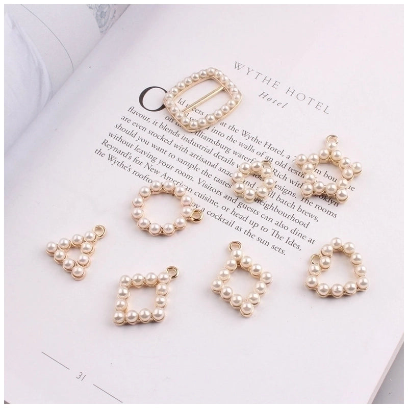 10 PCS/Package Alloy Pearl Geometric Pendant Minimalist