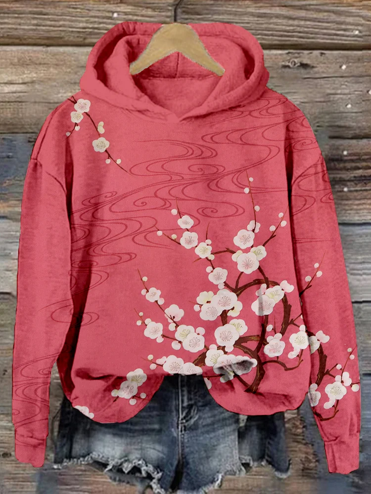 Japanese Plum Blossom Art Vintage Hoodie