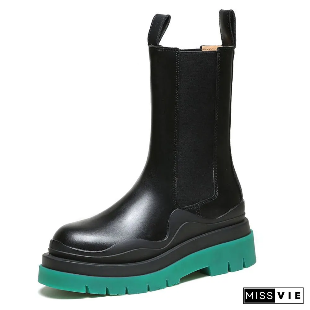 Slip-On Colorblock Platform Boots