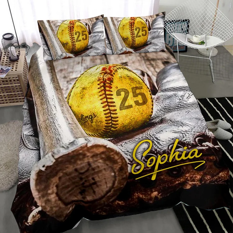 Personalized Softball Duvet Cover Set | BedKid77