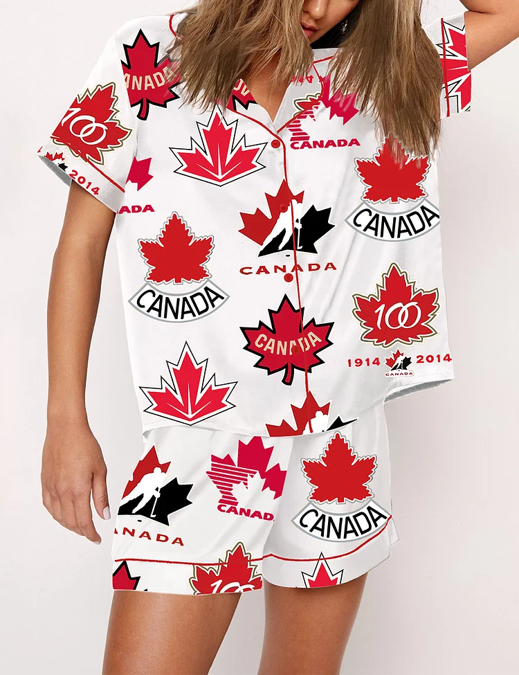 Women's Team Canada Hockey Print Pajama Set